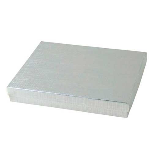 (#75) 7 x 5-1/2 x 1 SILVER LINEN JEWELRY BOXES