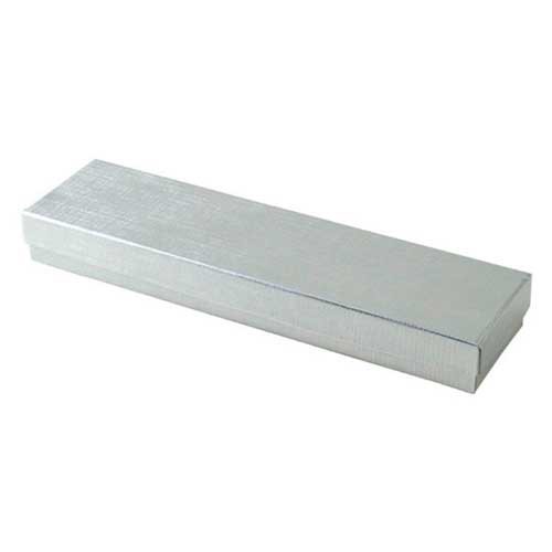 (#82A) 8 x 2 x 7/8 SILVER LINEN JEWELRY BOXES