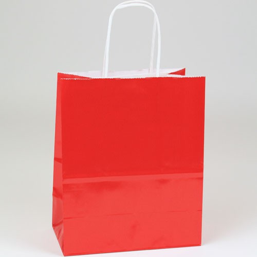 8 x 4.75 x 10.5 RED ULTRA GLOSS PAPER SHOPPING BAGS ***CLOSEOUT***