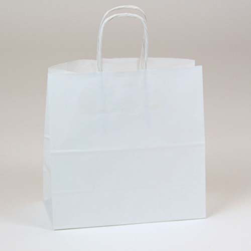 8 x 4 x 8 WHITE KRAFT PAPER SHOPPING BAGS