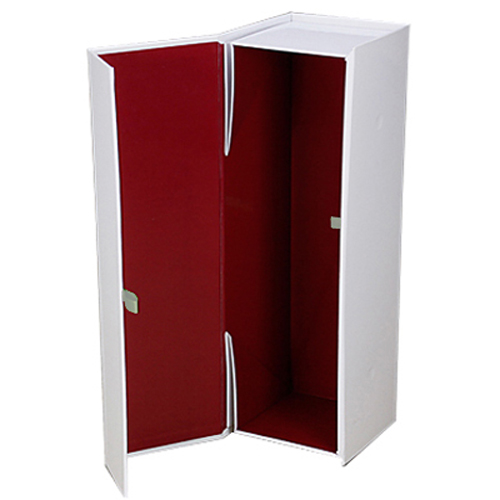 14-3/8 x 4-1/4 x 4-1/4 WHITE & BURGUNDY MAGNETIC GIFT BOX