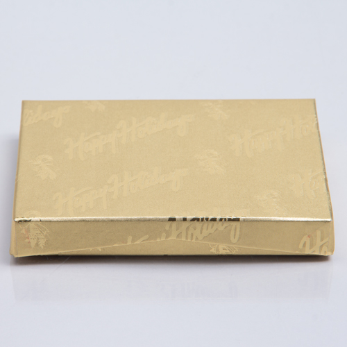 4-5/8 x 3-3/8 x 5/8 GOLD HAPPY HOLIDAYS GIFT CARD BOX WITH POP UP INSERT