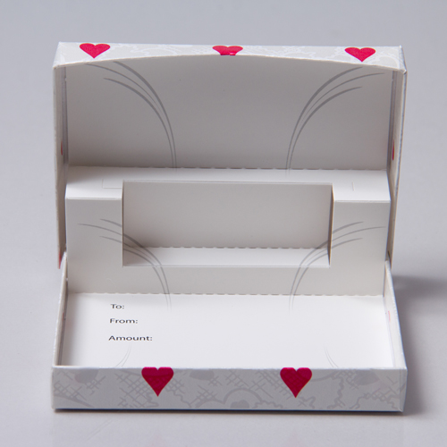 4-5/8 x 3-3/8 x 5/8 VAL. HEARTS GIFT CARD BOX WITH POP-UP INSERT