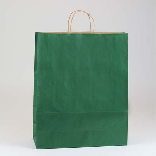 16 x 6 x 19.25 FOREST GREEN MATTE SHADOWSTRIPE PAPER BAGS