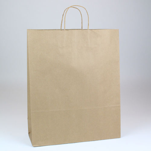 16 x 6 x 19.25 NATURAL KRAFT PAPER SHOPPING BAGS- 100% RECYCLED
