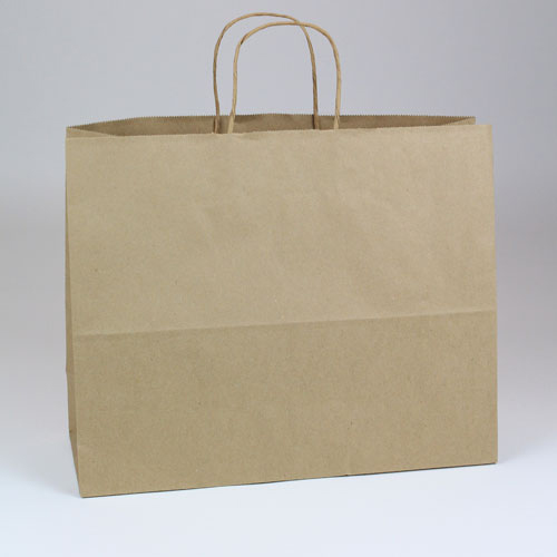 24 x 7.5 x 18.75 NATURAL KRAFT PAPER SHOPPING BAGS - 51% RECYCLED