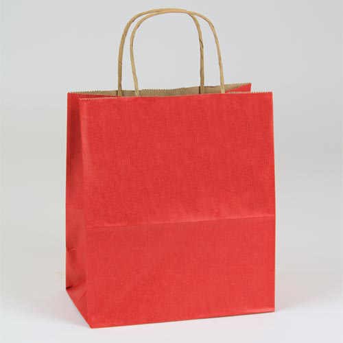 16 X 6 X 19 REALLY RED MATTE SHADOWSTRIPE PAPER BAGS