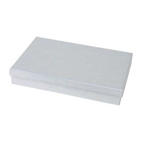 (#85) 8 x 5-1/2 x 1-1/4 SILVER LINEN JEWELRY BOXES
