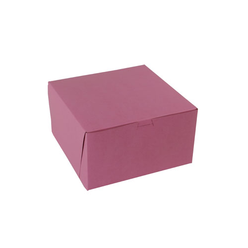 7 x 7 x 4 STRAWBERRY PINK ONE-PIECE BAKERY BOXES