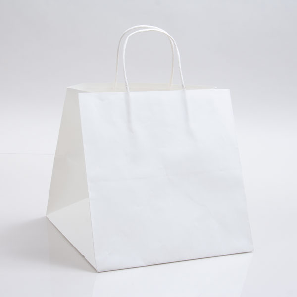 10 x 10 x 10 WHITE KRAFT PAPER SHOPPING BAGS - 100% RECYCLED