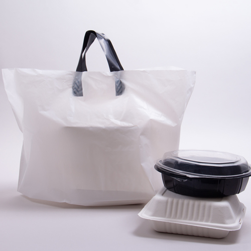21 x 13 x 10 WHITE SOFT LOOP HANDLE PLASTIC CARRYOUT BAGS