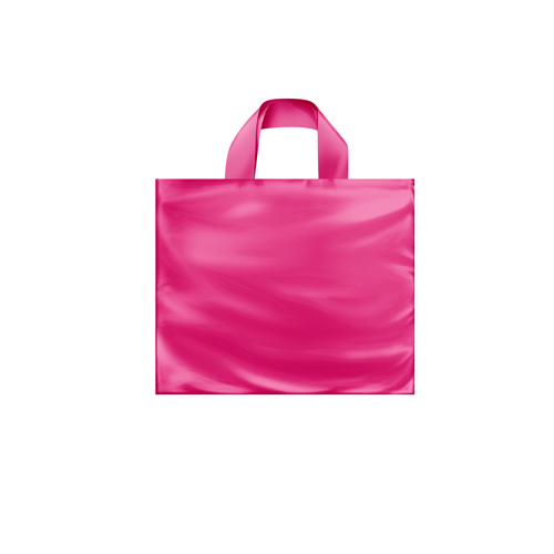 12 x 10 x 4 HOT PINK FROSTED SOFT LOOP HANDLE PLASTIC BAGS