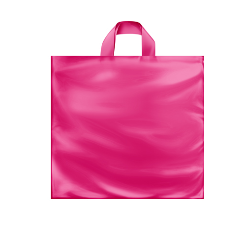 16 x 15 x 6 HOT PINK FROSTED SOFT LOOP HANDLE PLASTIC BAGS