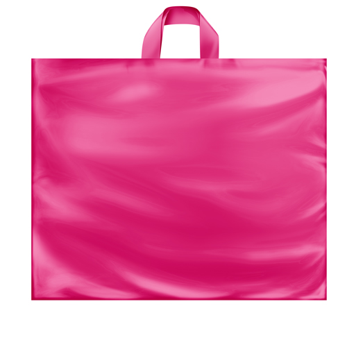 22 x 18 x 8 HOT PINK FROSTED SOFT LOOP HANDLE PLASTIC BAGS
