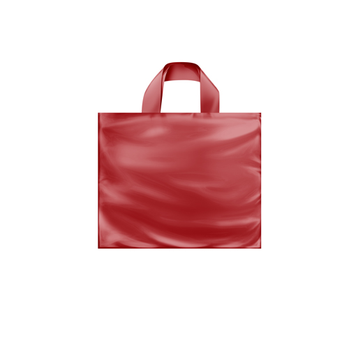 12 x 10 x 4 RED FROSTED SOFT LOOP HANDLE PLASTIC BAGS