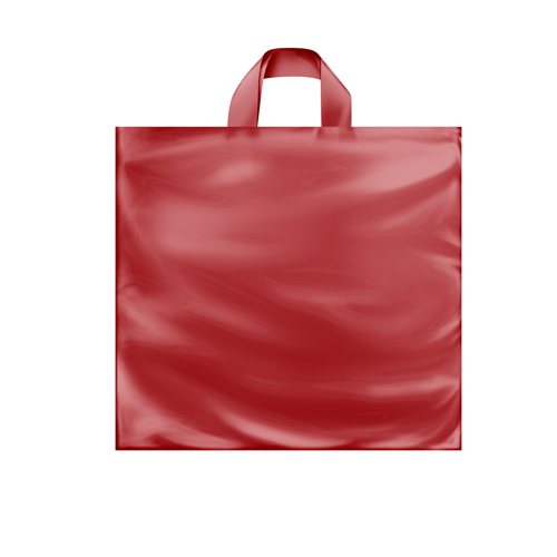 16 x 15 x 6 RED FROSTED SOFT LOOP HANDLE PLASTIC BAGS