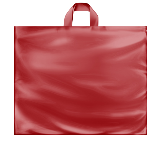 22 x 18 x 8 RED FROSTED SOFT LOOP HANDLE PLASTIC BAGS