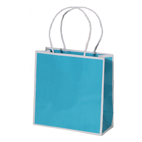 7 x 3 x 7 BAY BLUE PAPER SHOPPING BAGS