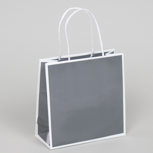 10 x 4 x 10 SLATE GRAY & WHITE PAPER SHOPPING BAGS