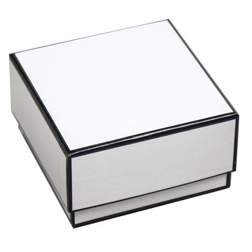 3 x 3 x 1.25 WHITE WITH BLACK TRIM JEWELRY BOX