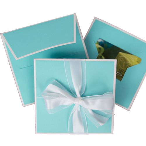 5.25 x 5.25 BAY BLUE & WHITE GIFT CARD FOLDERS