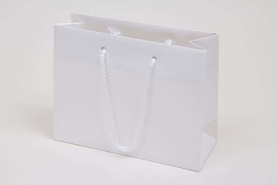 9 x 3.5 x 7 WHITE GLOSS PAPER EUROTOTE SHOPPING BAGS