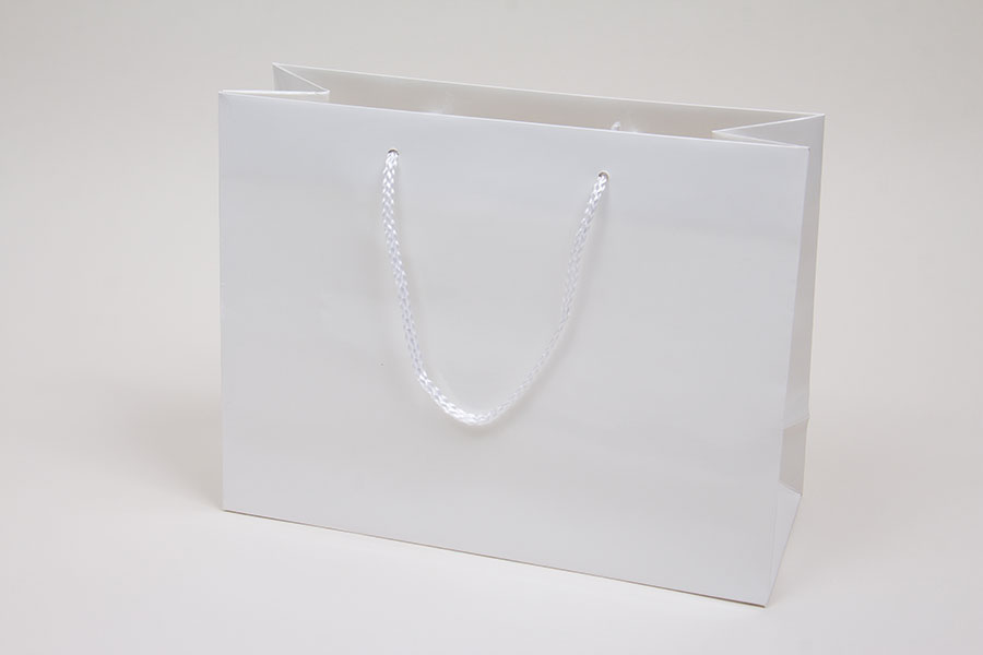 13 x 5 x 10 WHITE GLOSS PAPER EUROTOTE SHOPPING BAGS