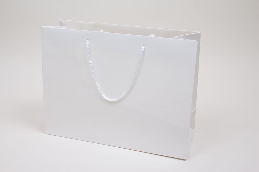 16 x 6 x 12 WHITE GLOSS PAPER EUROTOTE SHOPPING BAGS