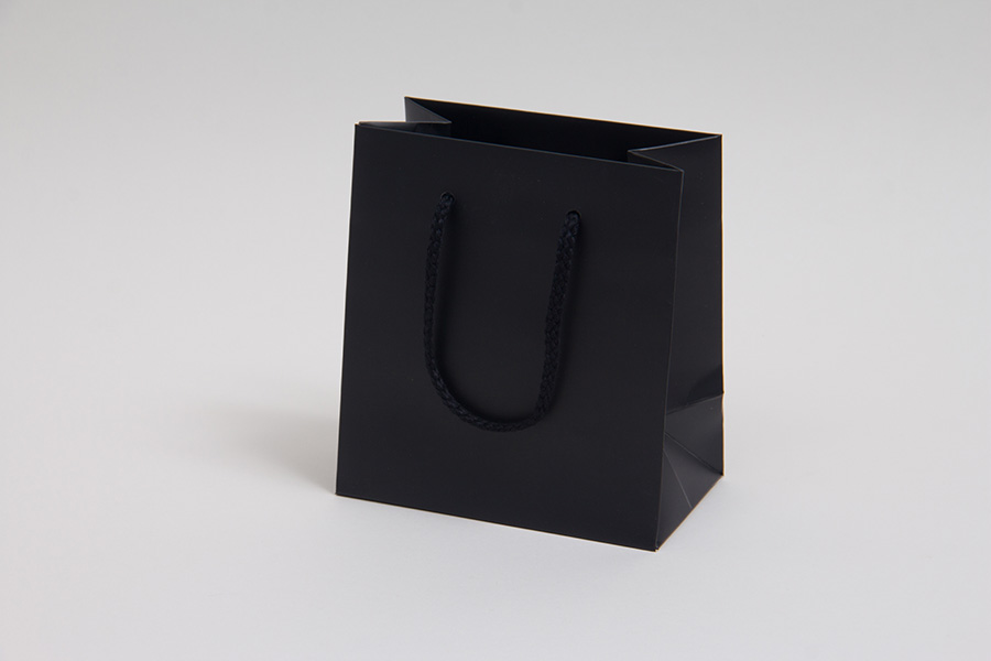 6 x 3.5 x 6.5 MATTE BLACK EUROTOTE SHOPPING BAGS
