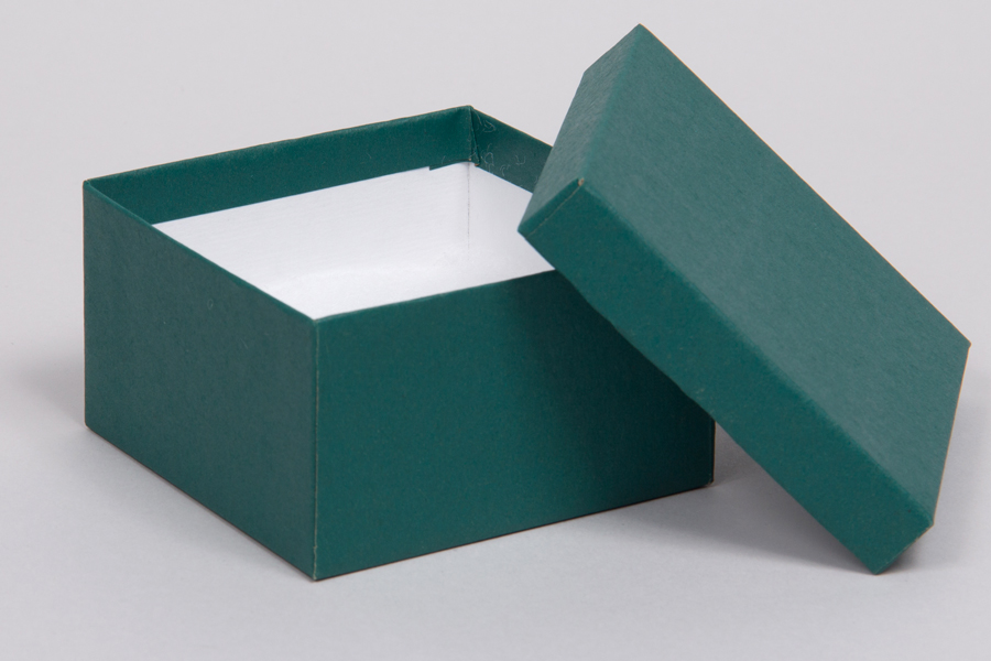 (#33D) 3-1/2 x 3-1/2 x 1-1/2 MATTE DEEP GREEN JEWELRY BOXES