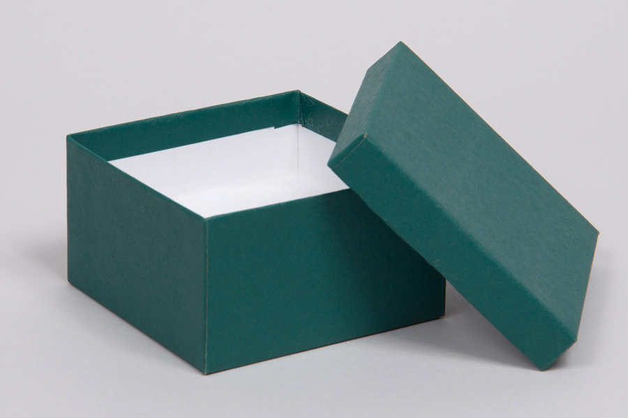 (#34) 3-1/2 x 3-1/2 x 2 MATTE DEEP GREEN JEWELRY BOXES