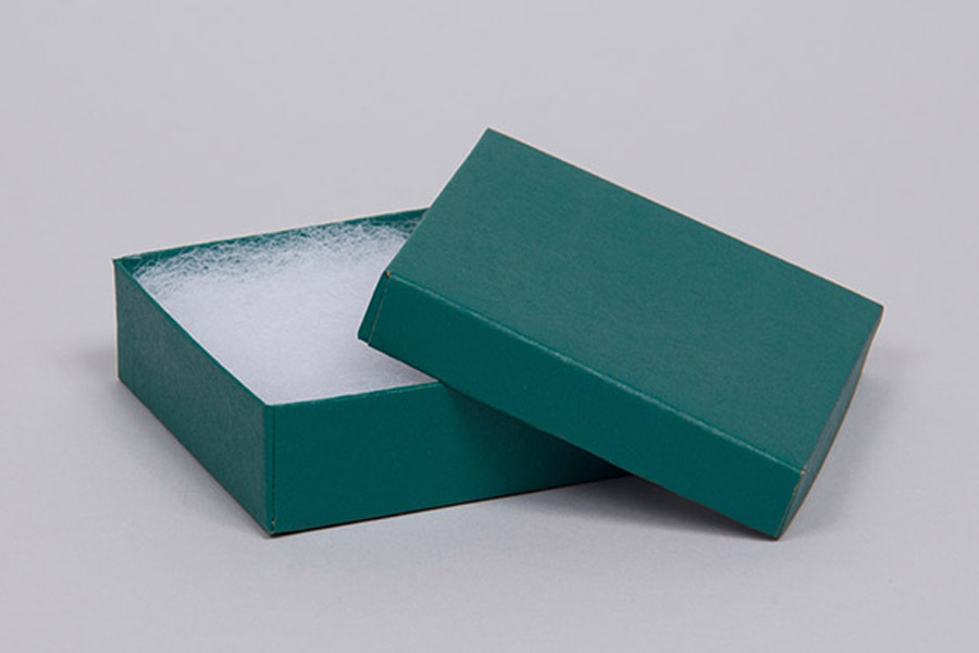 (#33) 3-1/2 x 3-1/2 x 1 MATTE DEEP GREEN JEWELRY BOXES