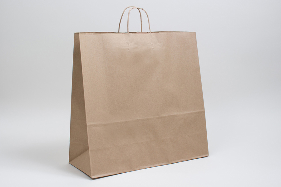18 x 7 x 18.75 NATURAL KRAFT PAPER SHOPPING BAGS