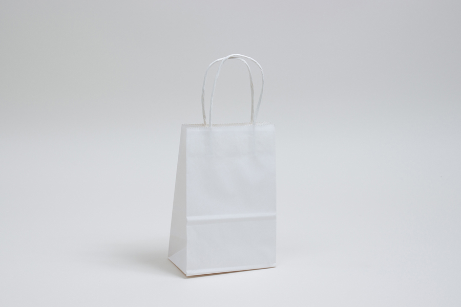 5.25 x 3.25 x 8.375 WHITE KRAFT PAPER SHOPPING BAGS