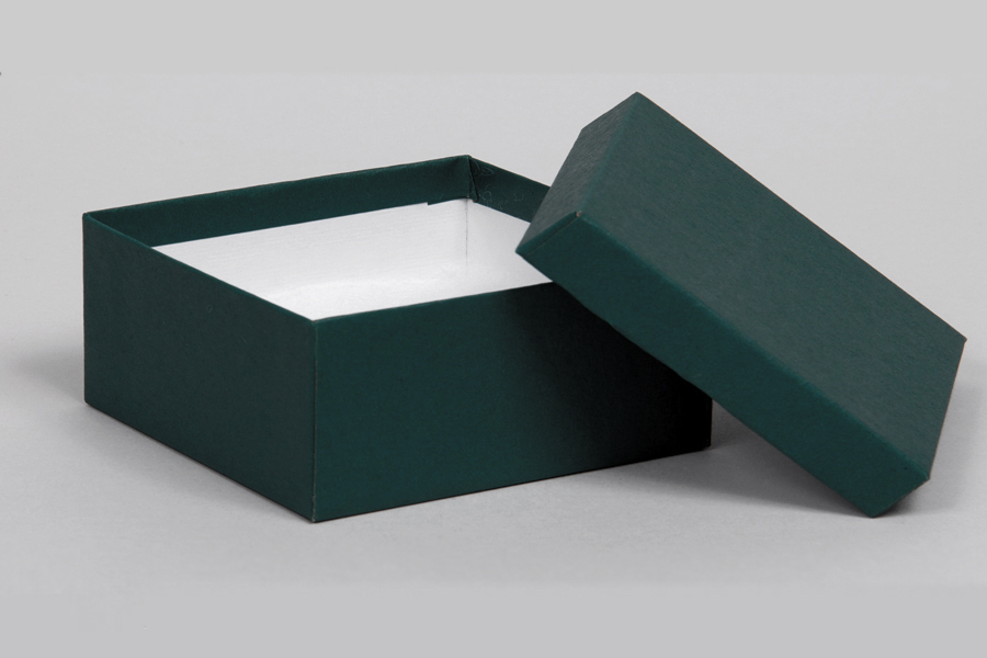 (#33D) 3-1/2 x 3-1/2 x 1-1/2 MATTE DEEP GREEN JEWELRY BOXES