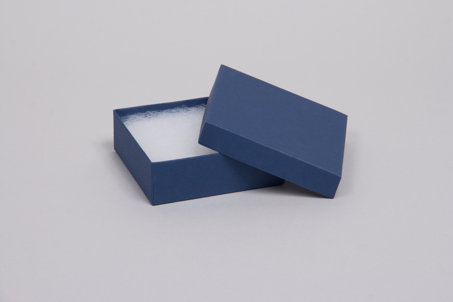 (#33D) 3-1/2 x 3-1/2 x 1-1/2 MATTE NAVY BLUE JEWELRY BOXES