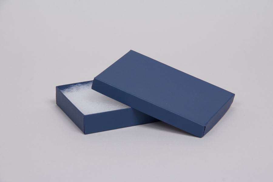 (#53) 5-1/4 x 3-3/4 x 7/8 MATTE NAVY BLUE JEWELRY BOXES