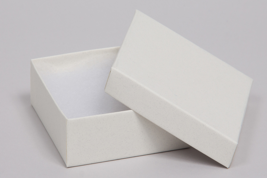 (#34) 3-1/2 x 3-1/2 x 2 MATTE WHITE SAND JEWELRY BOXES
