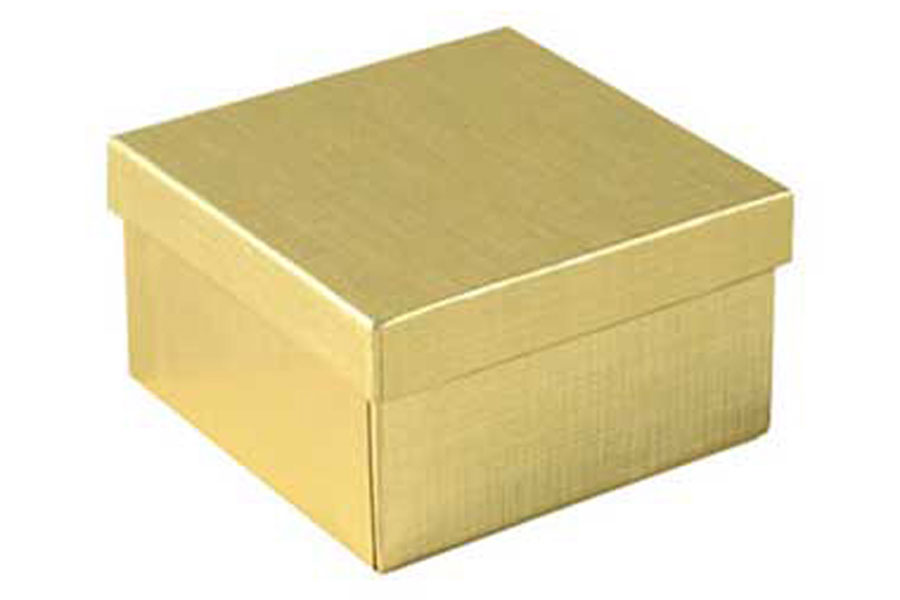 (#34) 3-1/2 x 3-1/2 x 2 GOLD LINEN JEWELRY BOXES