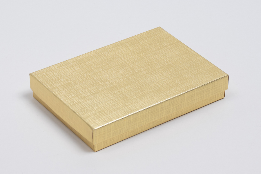 53 Gold Linen Textured TwoPiece Jewelry Boxes