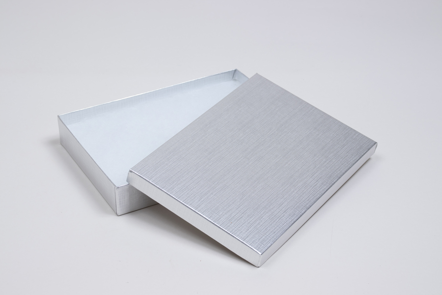 (#75) 7 x 5-1/2 x 1 SILVER LINEN JEWELRY BOXES