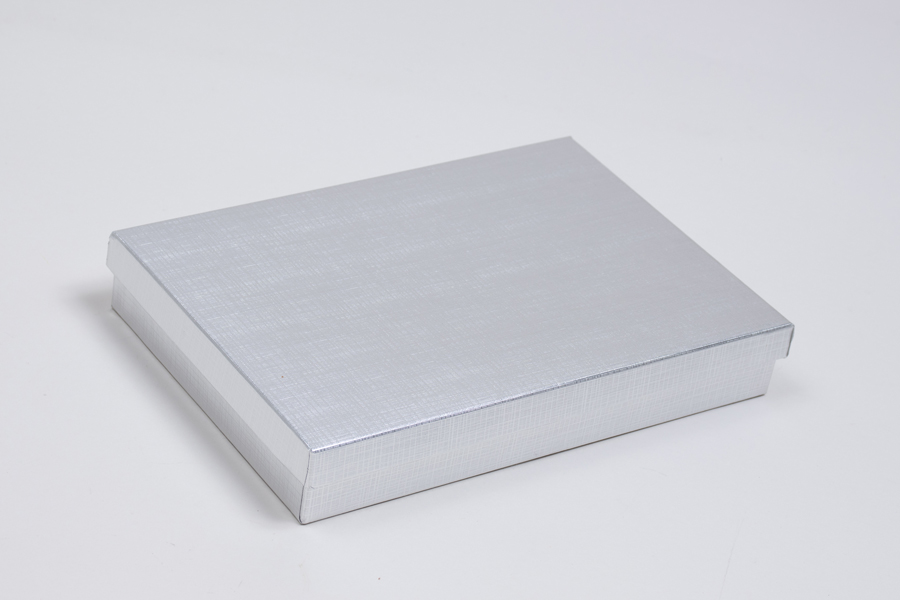 85 Silver Linen Textured TwoPiece Jewelry Boxes