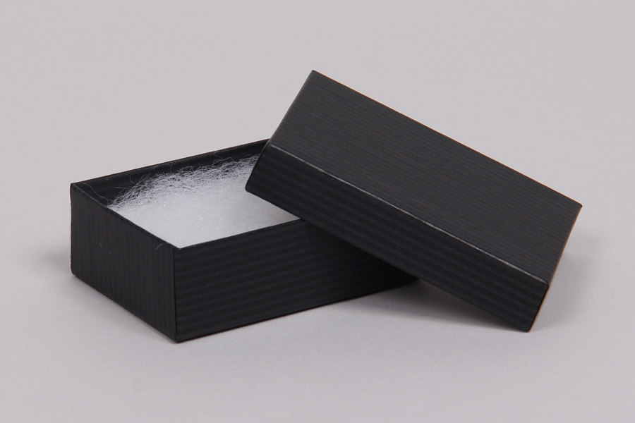 Black Jewelry Cardboard Box WHOLESALE Cotton Filled 8" x 2" x 1" 