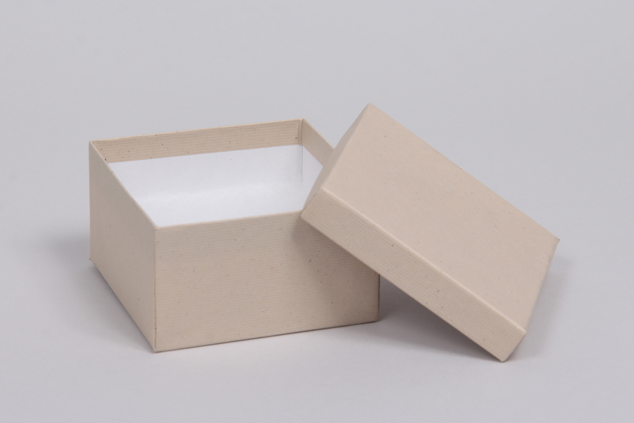 (#34) 3-1/2 x 3-1/2 x 2 OATMEAL GROOVE JEWELRY BOXES