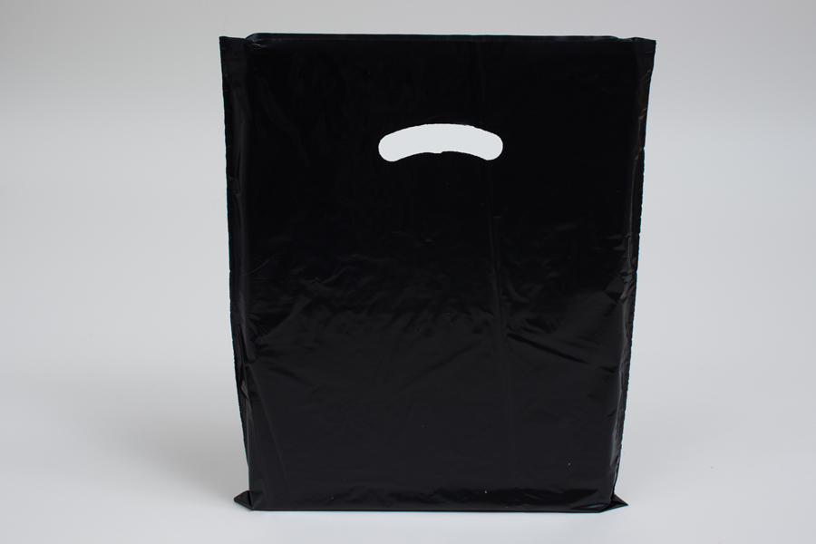 12 x 15 BLACK SUPER GLOSS PLASTIC BAGS - 1.25 mil