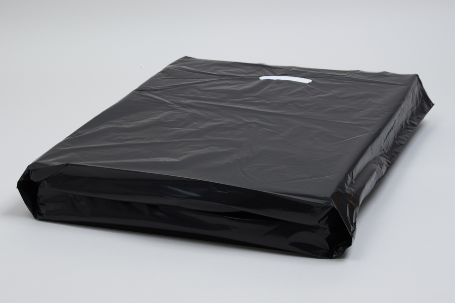 10 20" x 5" x 20" NEW BLACK GLOSSY Low-Density Premium Plastic Merchandise Bags 