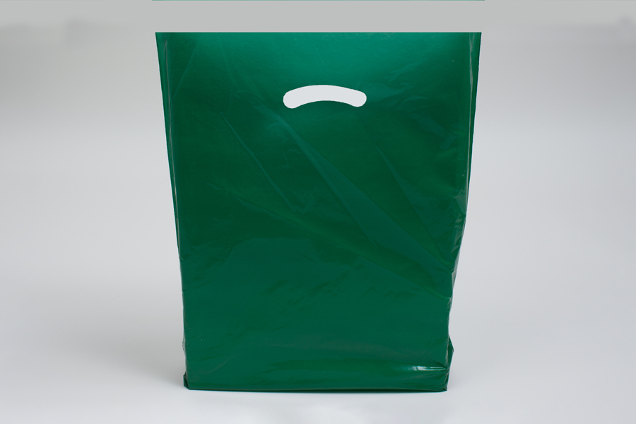 12 x 15 DARK GREEN SUPER GLOSS PLASTIC BAGS - 1.25 mil