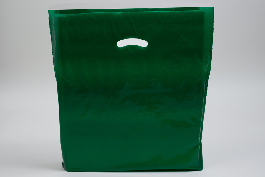 20 x 20 x 5 DARK GREEN SUPER GLOSS PLASTIC BAGS - 1.50 mil