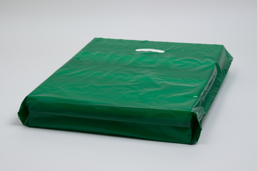 20 x 20 x 5 DARK GREEN SUPER GLOSS PLASTIC BAGS - 1.50 mil