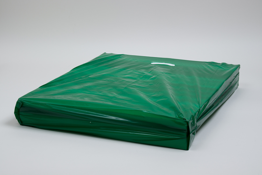 24 x 24 x 5 DARK GREEN SUPER GLOSS PLASTIC BAGS - 1.50 mil